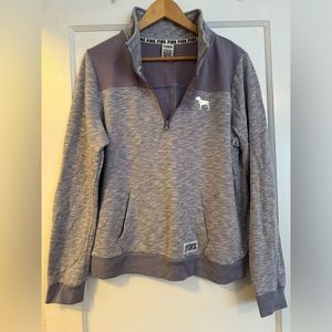 Purple three quarter zip PINK sweatshirt